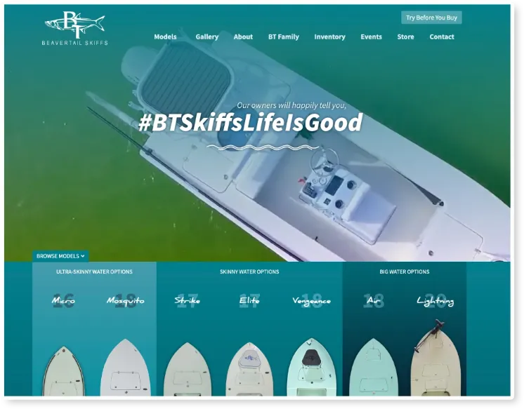 beavertail skiffs website design
