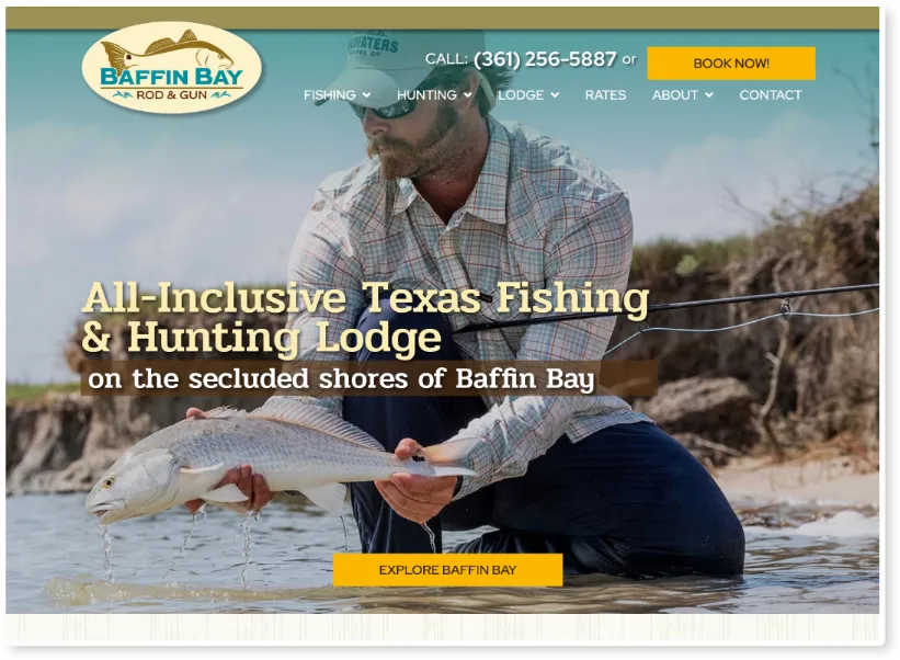 custom website design for fishing Lodge