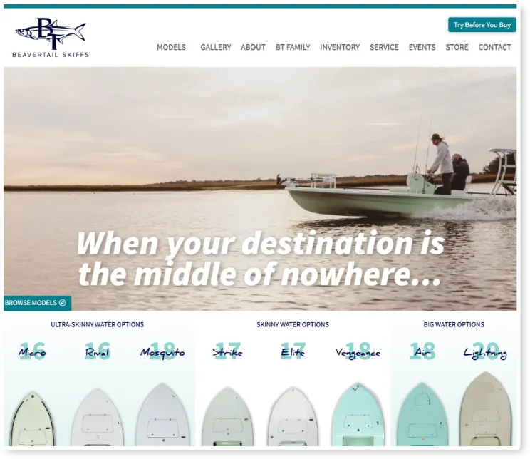 website design for marine brand