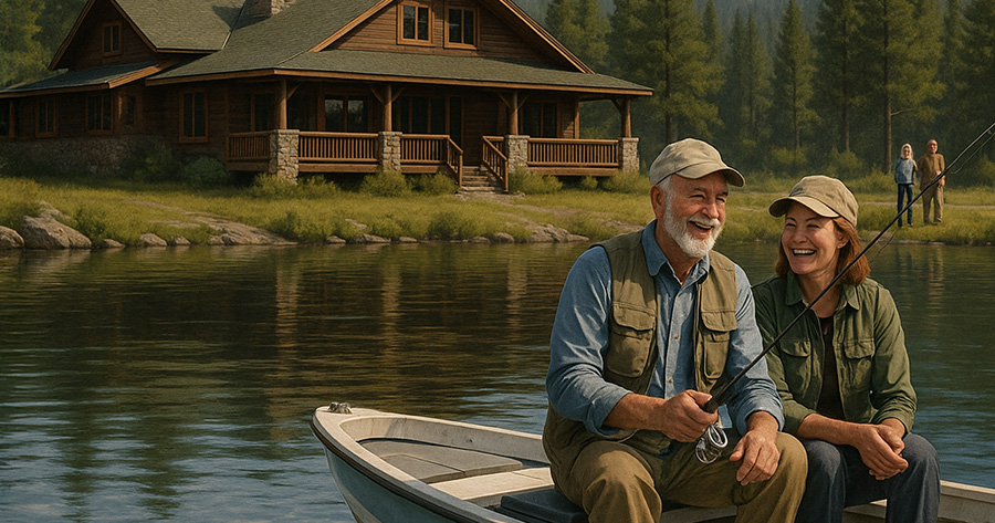Guests enjoying their stay at a Montana fishing lodge